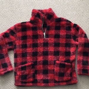 Warm and cozy Buffalo Plaid topper size M